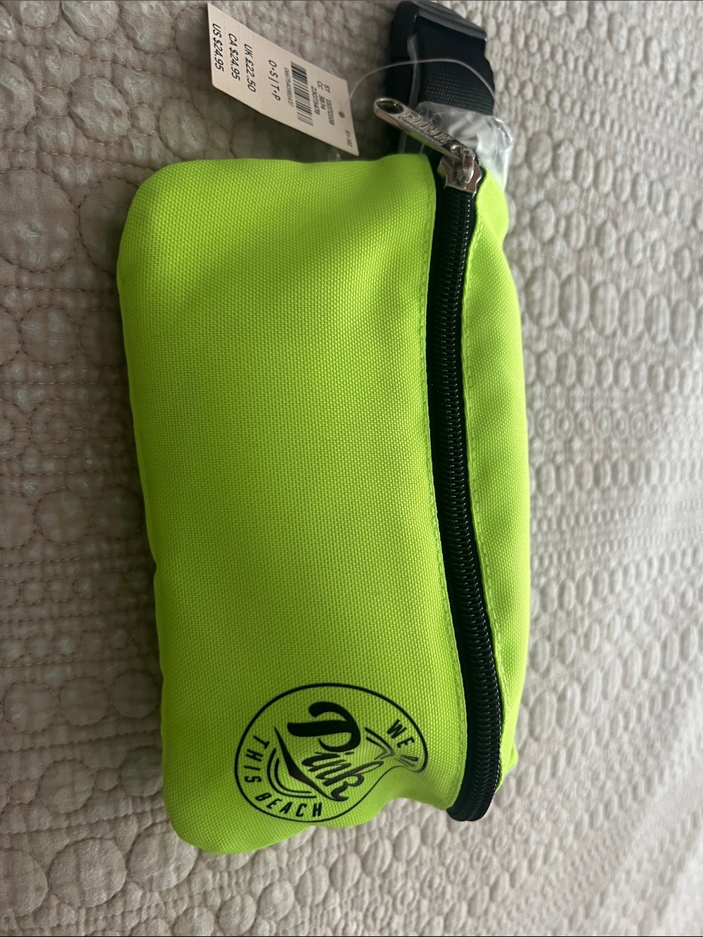 Pink Victoria’s Secret Neon Lime 'We Run Pink This Beach' Logo Fanny Pack